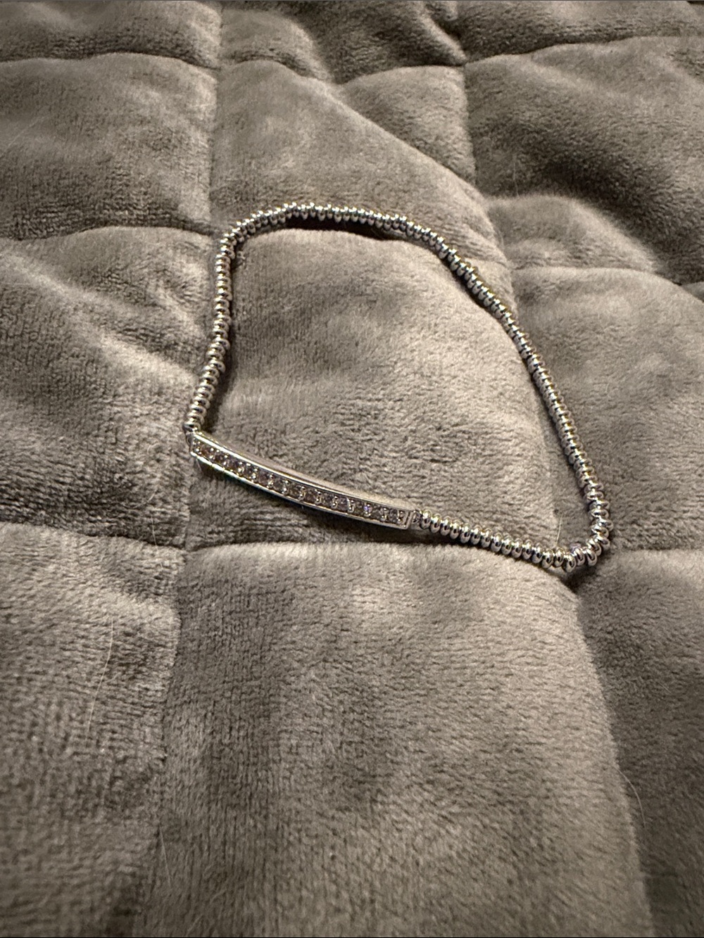 Kendra Scott Silver Beaded Bar Bracelet with Cubic Zirconia